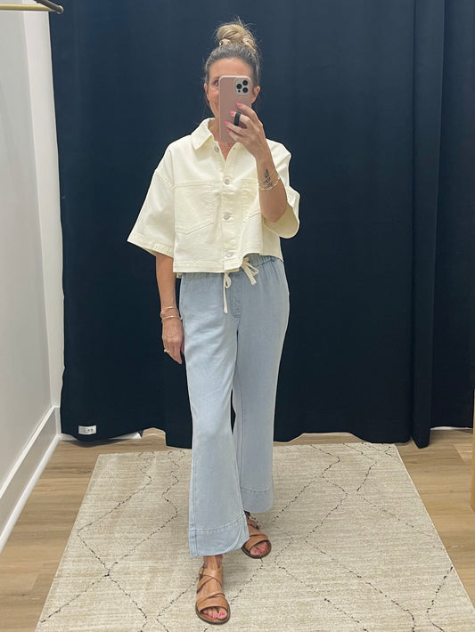 THE MEGAN BOXY SHORT SLEEVE TOP - cream