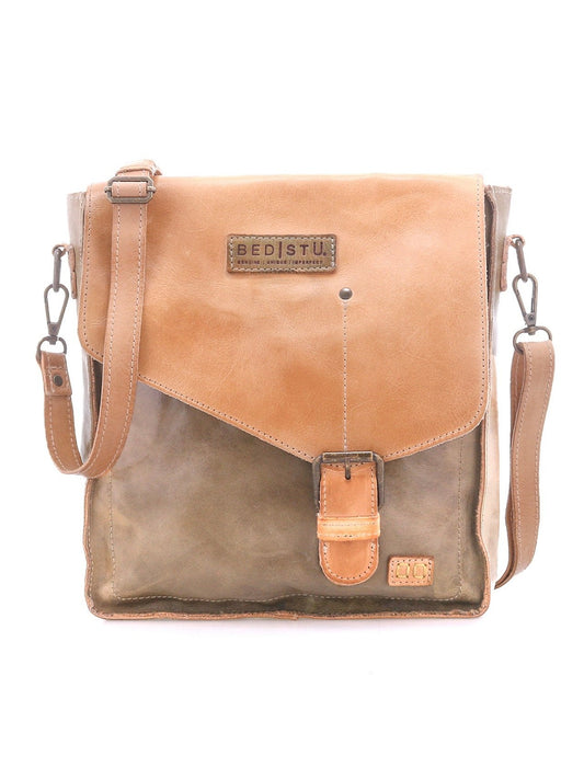 BEDSTU VENICE BEACH LEATHER FLAP CROSSBODY PURSE - taupe oats rustic