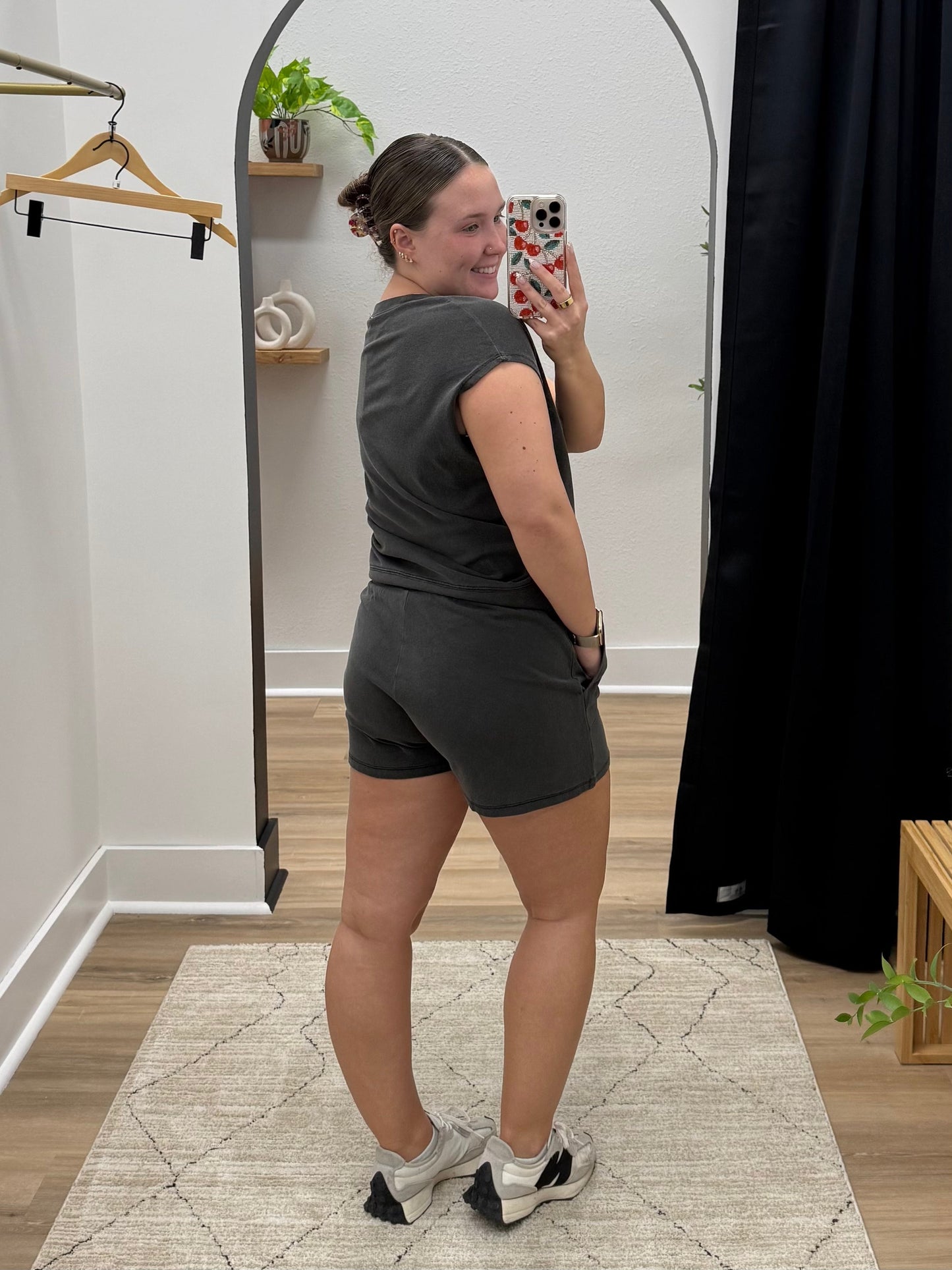 THE LENA TOP & SHORTS SET - mineral black