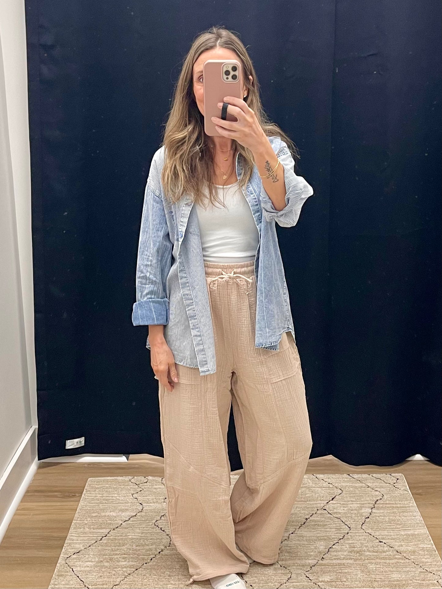 THE KATIE GAUZE JOGGER PANTS - natural