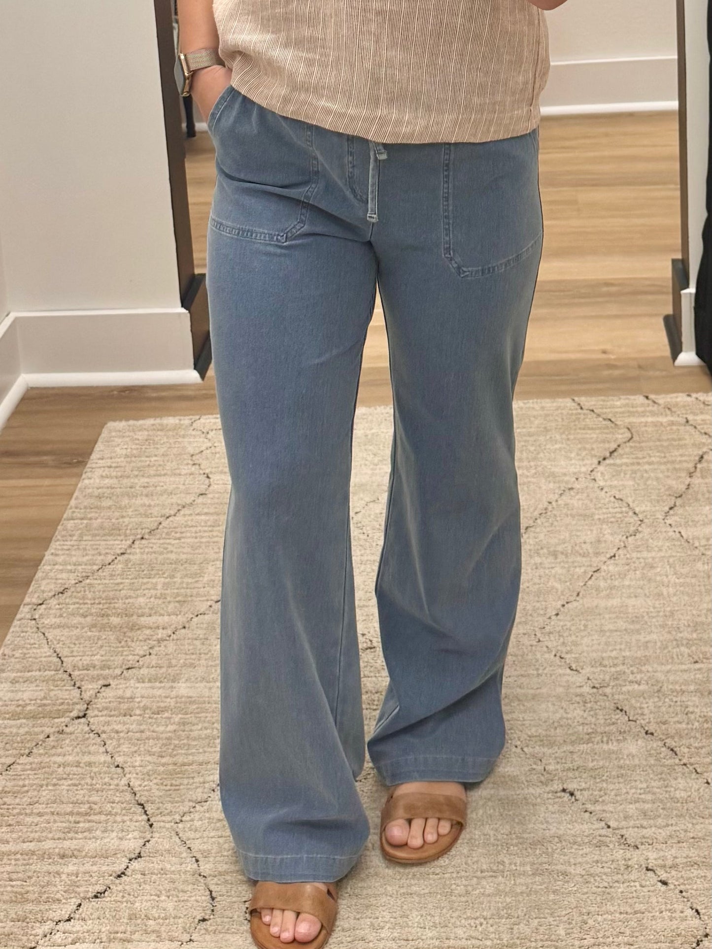 THE BAILEY WIDE LEG DENIM PANTS - med wash