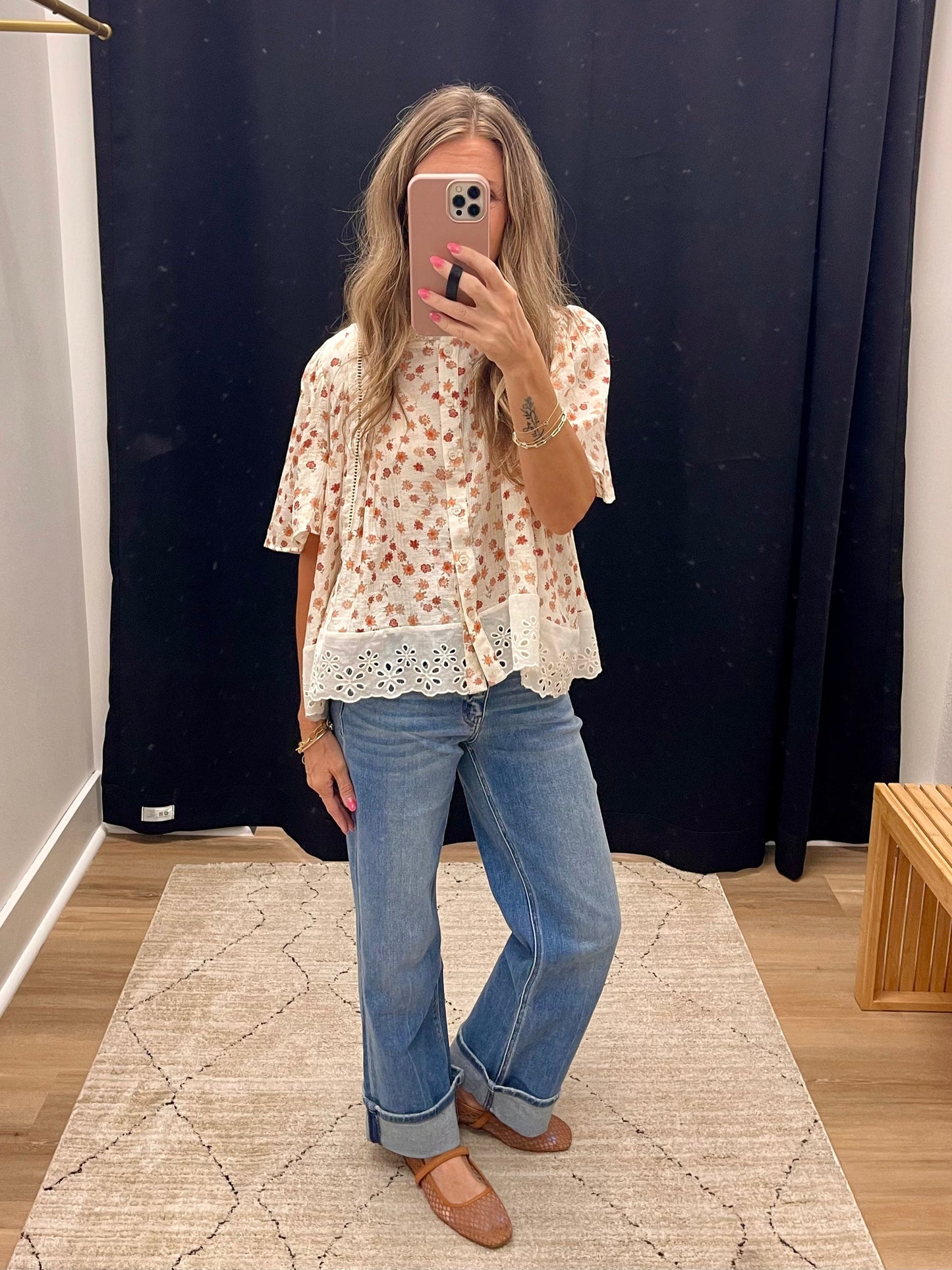 THE SARAH FLORAL LACE TRIM BLOUSE - cream