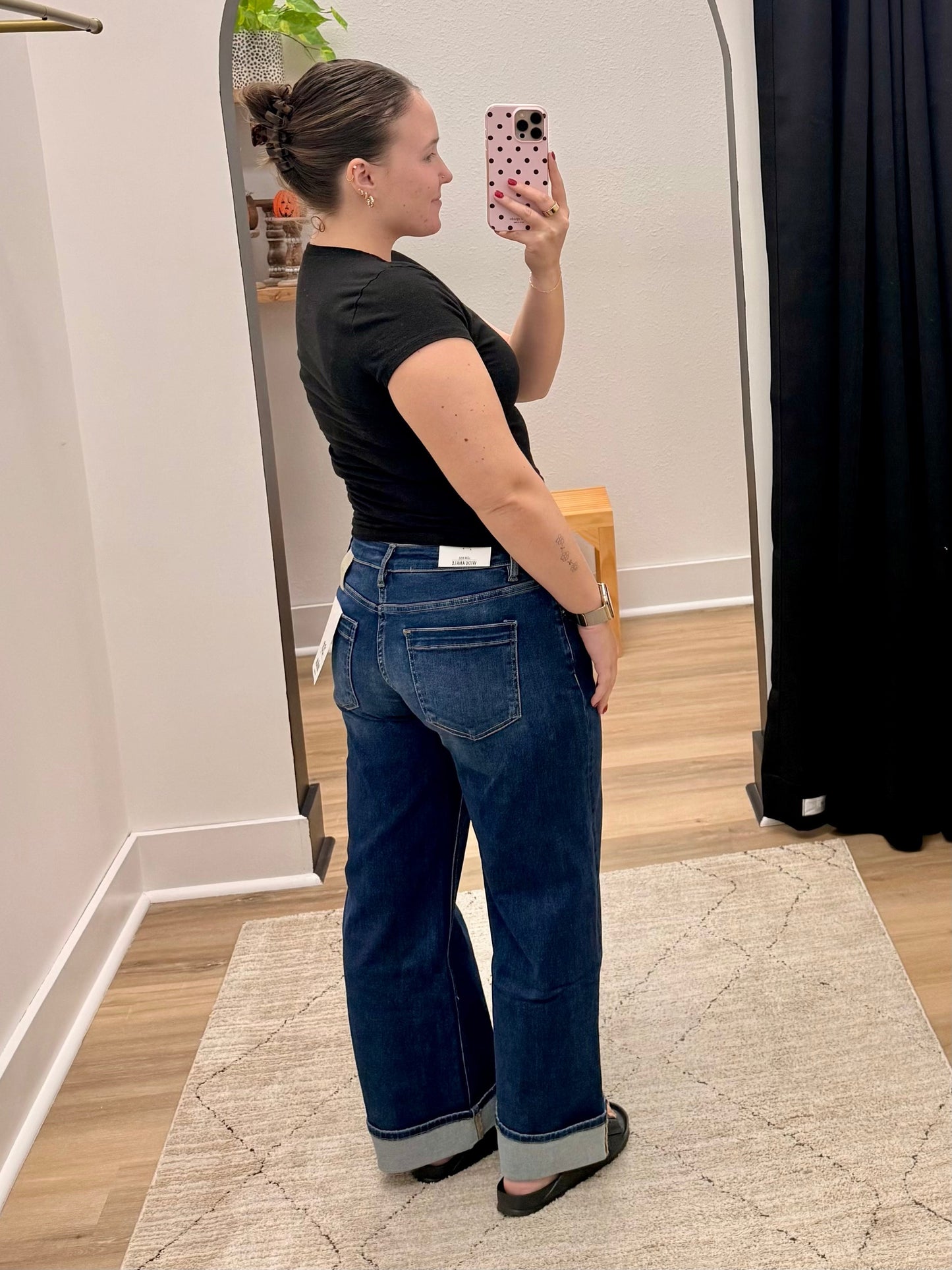 THE JAYLYNN LOW RISE WIDE DARK DENIM JEANS