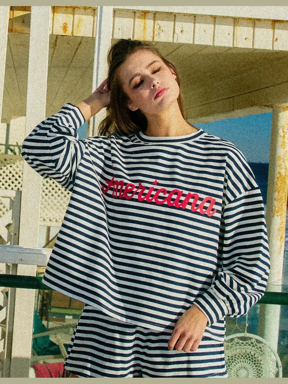 THE AMERICANA STRIPED TOP - navy
