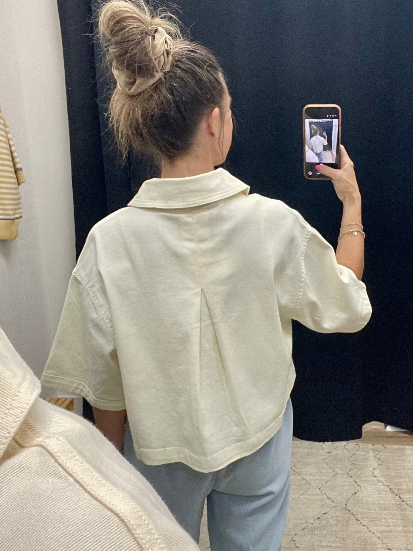THE MEGAN BOXY SHORT SLEEVE TOP - cream