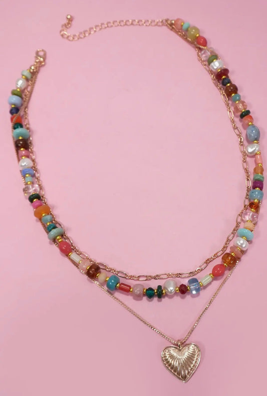 MULTI LAYERED HEART NECKLACE