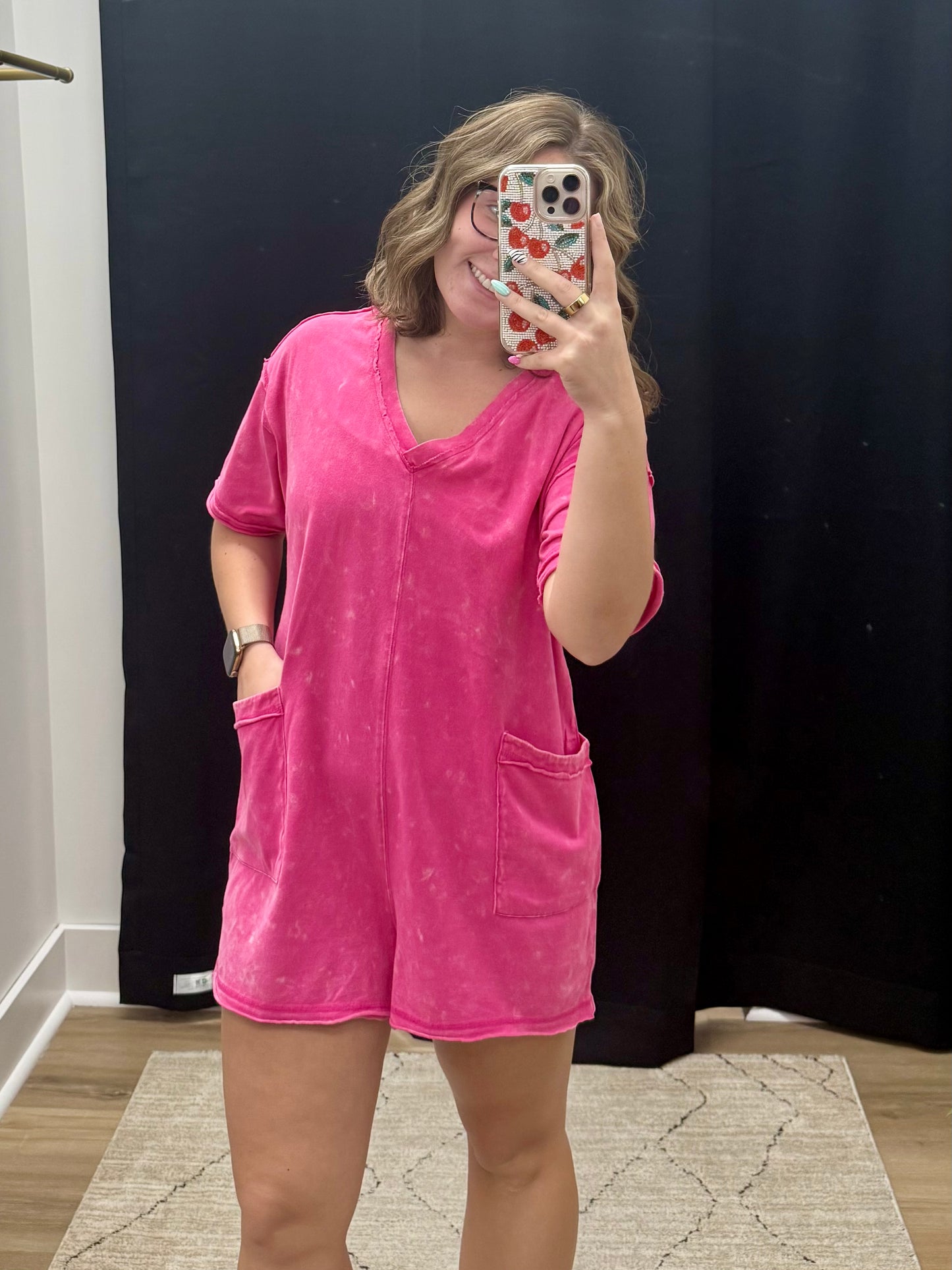 THE IVY MINERAL WASH ROMPER - pink