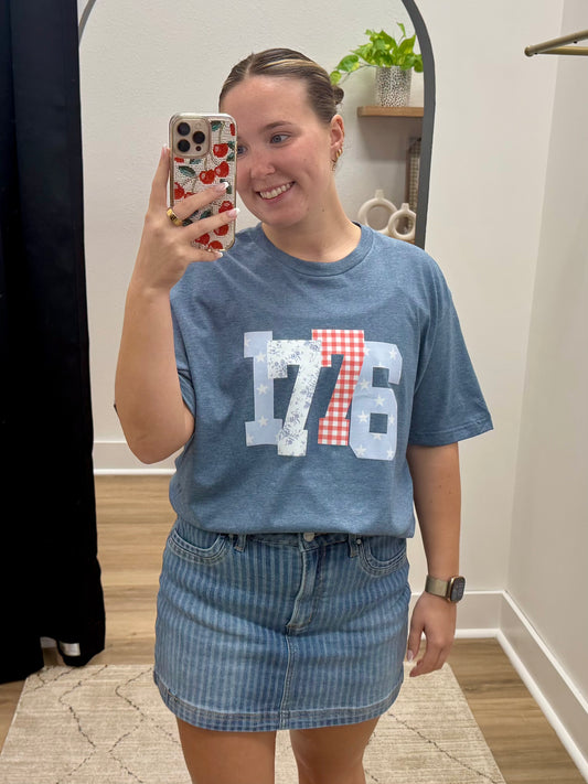 THE 1776 GRAPHIC TEE - vintage denim