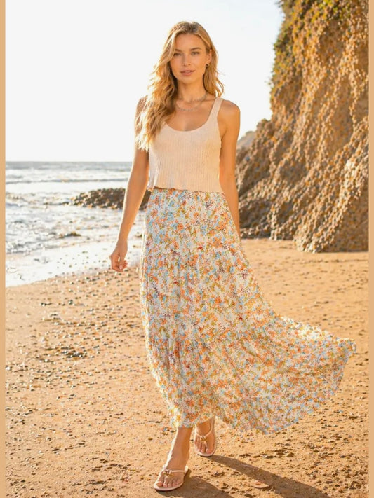 THE SARINA FLORAL TIERED MAXI - sky blue