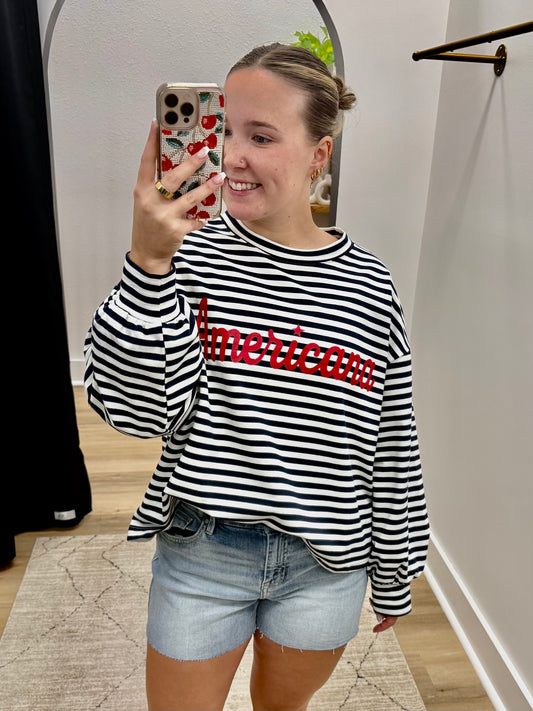 THE AMERICANA STRIPED TOP - navy