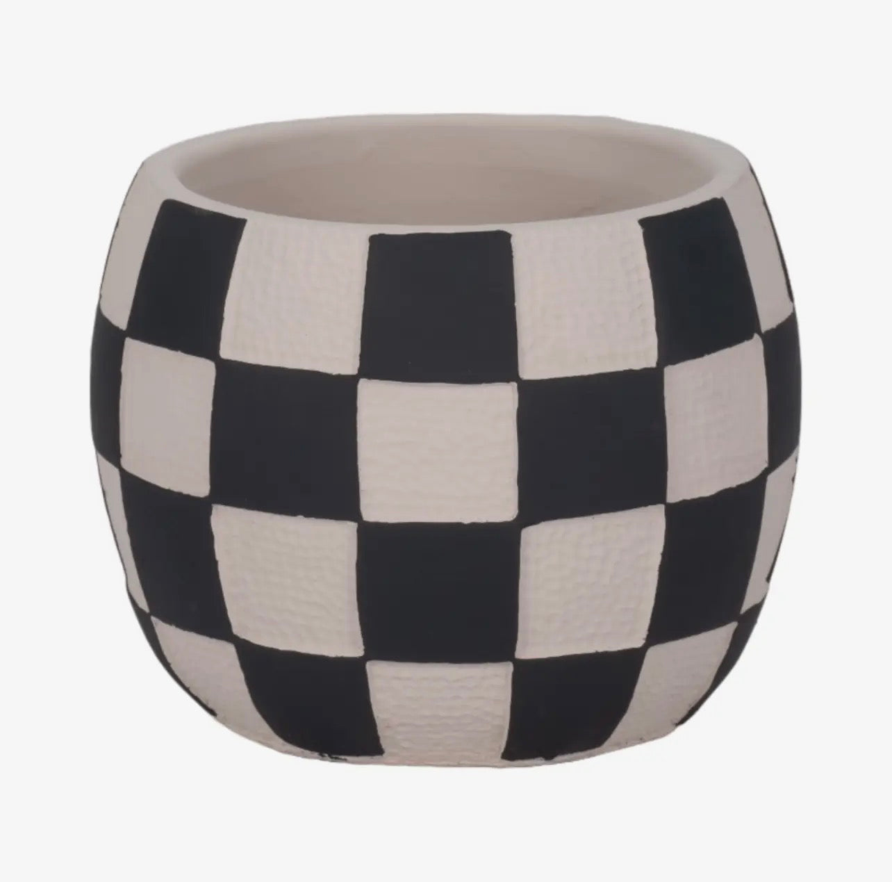 BLACK & WHITE CHECKERED PLANTER