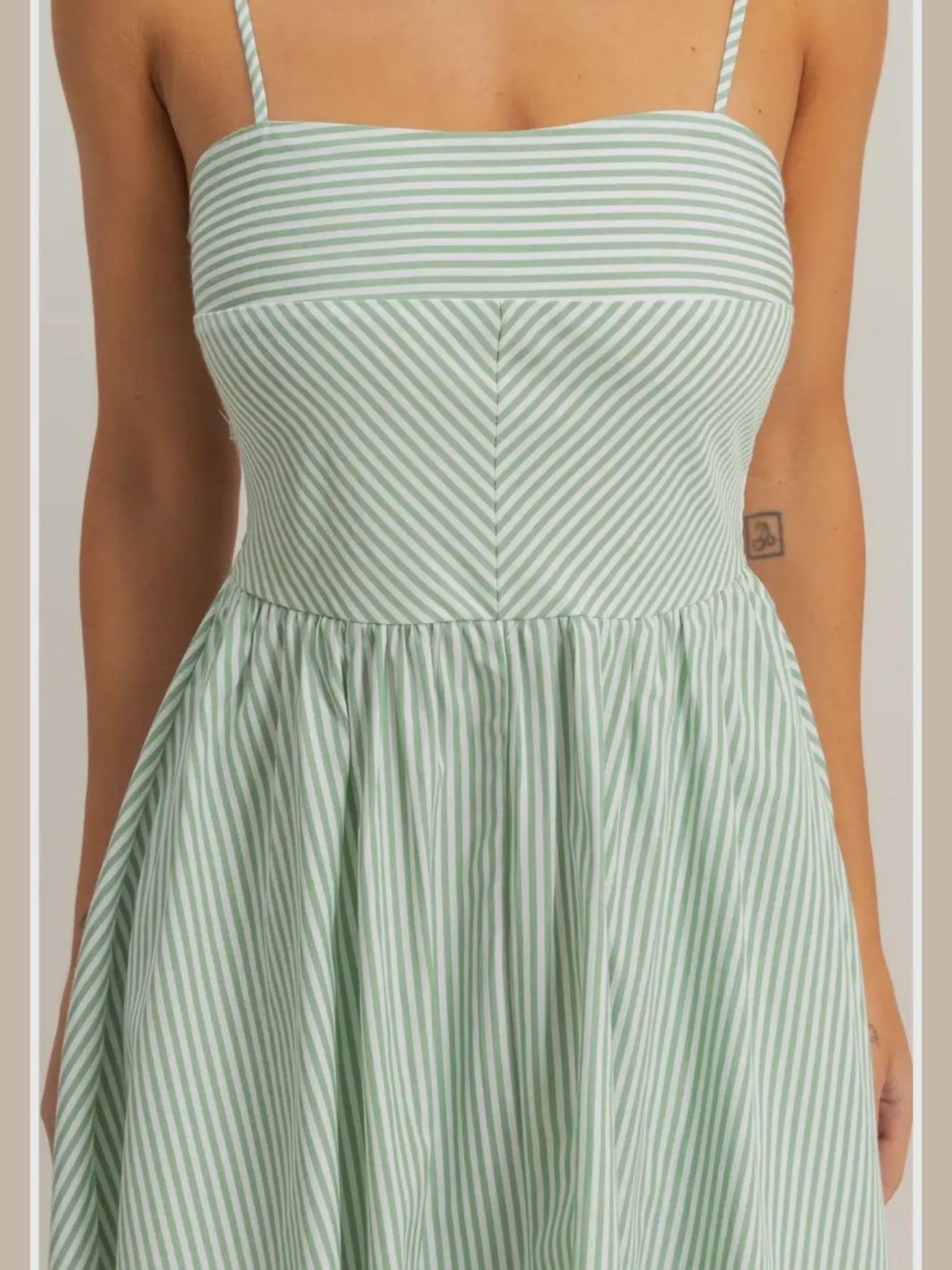 THE LILLY STRIPED SPAGHETTI STRAP SUNDRESS - green