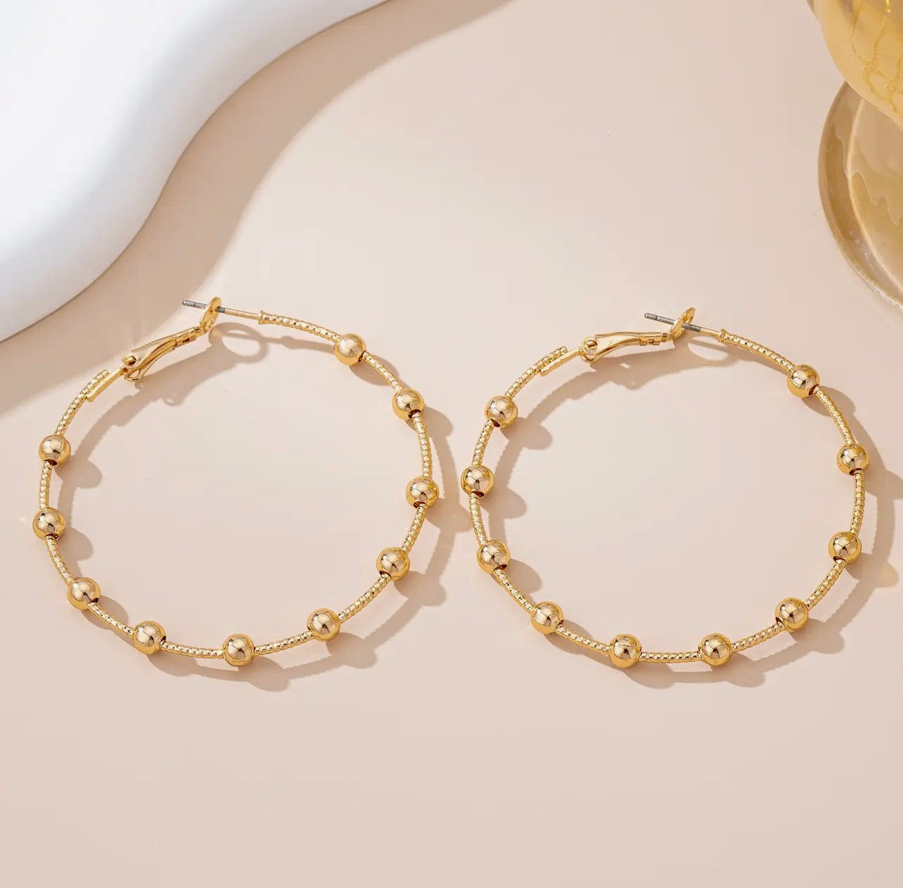 GOLD MULTI BEADED HOOP EARRINGS