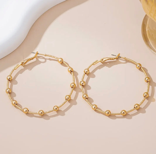 GOLD MULTI BEADED HOOP EARRINGS