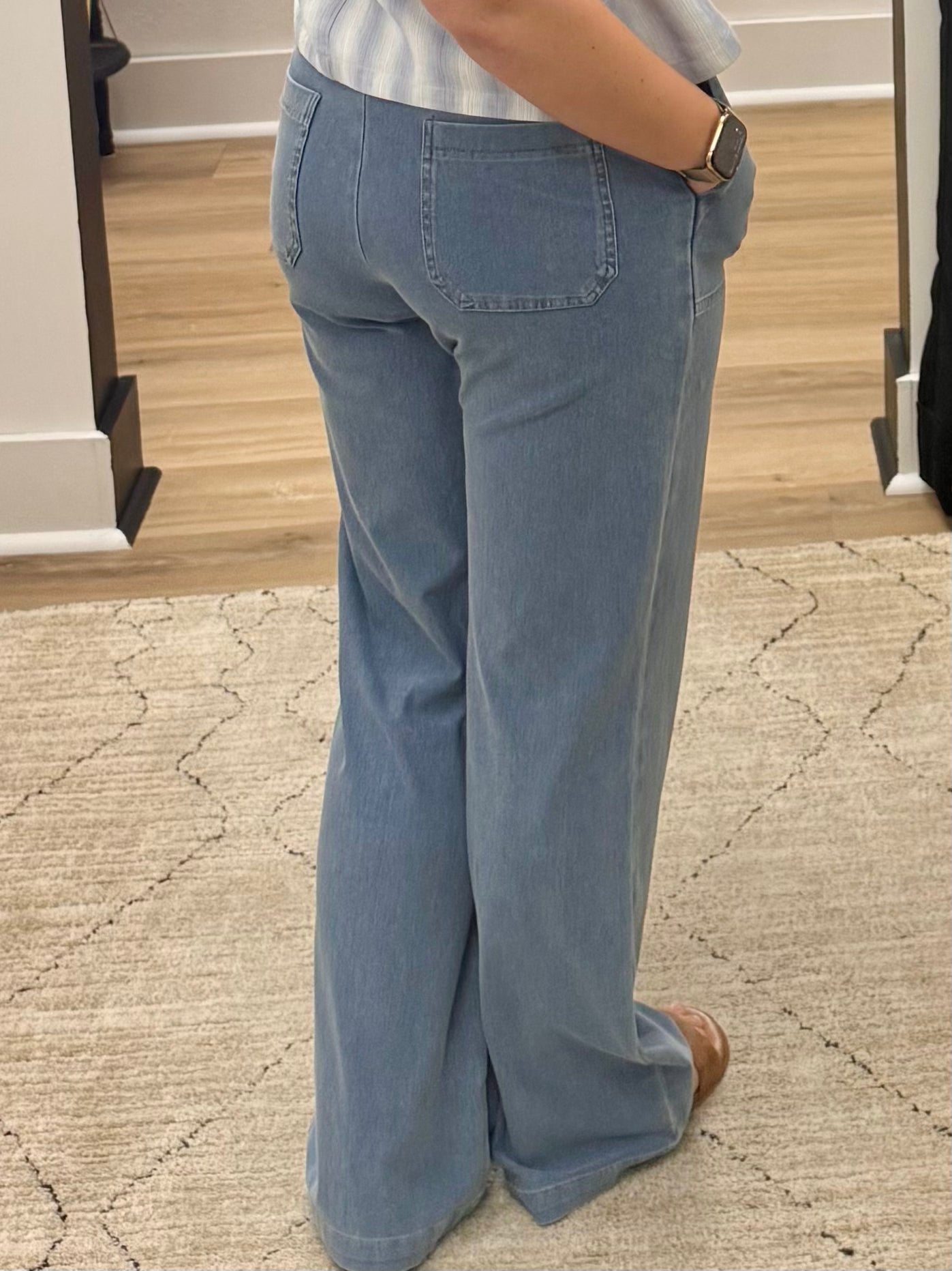 THE BAILEY WIDE LEG DENIM PANTS - med wash