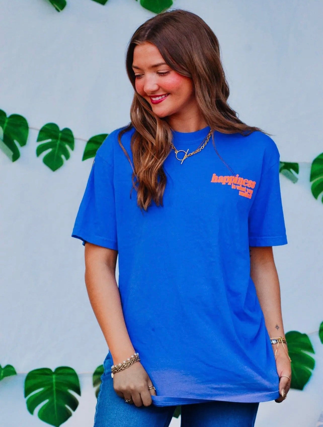 THE HAPPINESS GRAPHIC TEE - blue