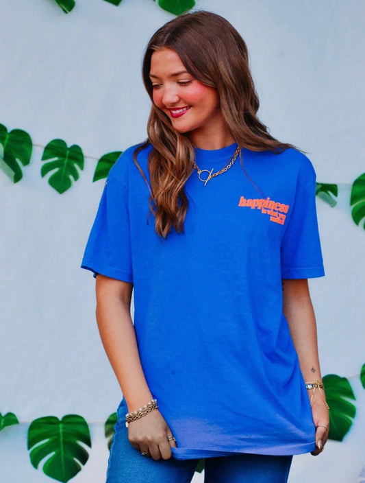 THE HAPPINESS GRAPHIC TEE - blue