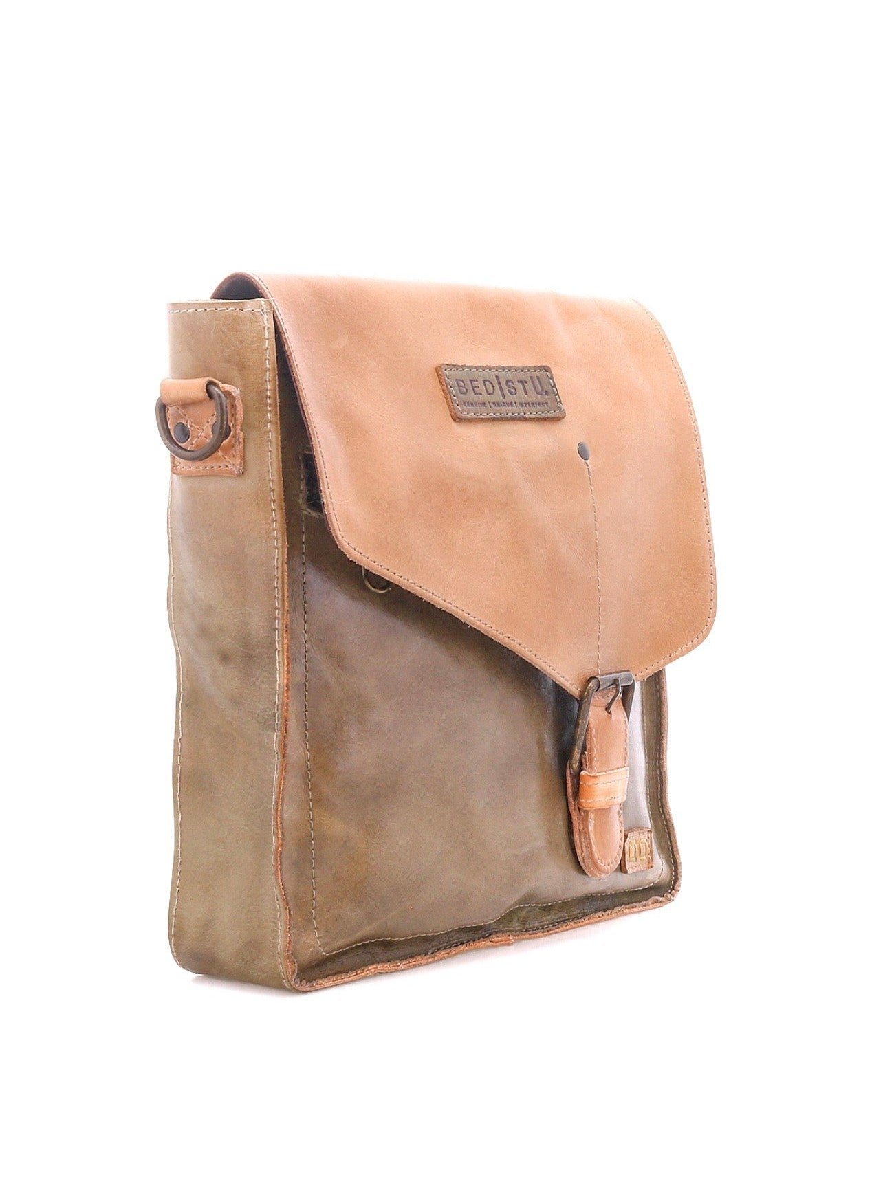 BEDSTU VENICE BEACH LEATHER FLAP CROSSBODY PURSE - taupe oats rustic