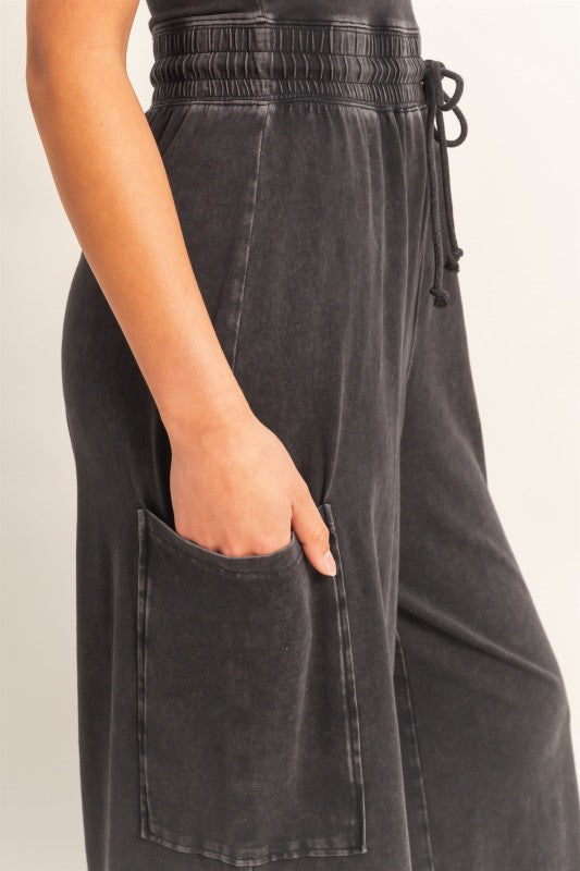 THE SHANNON STRAPLESS WIDE LEG JUMPSUIT - black