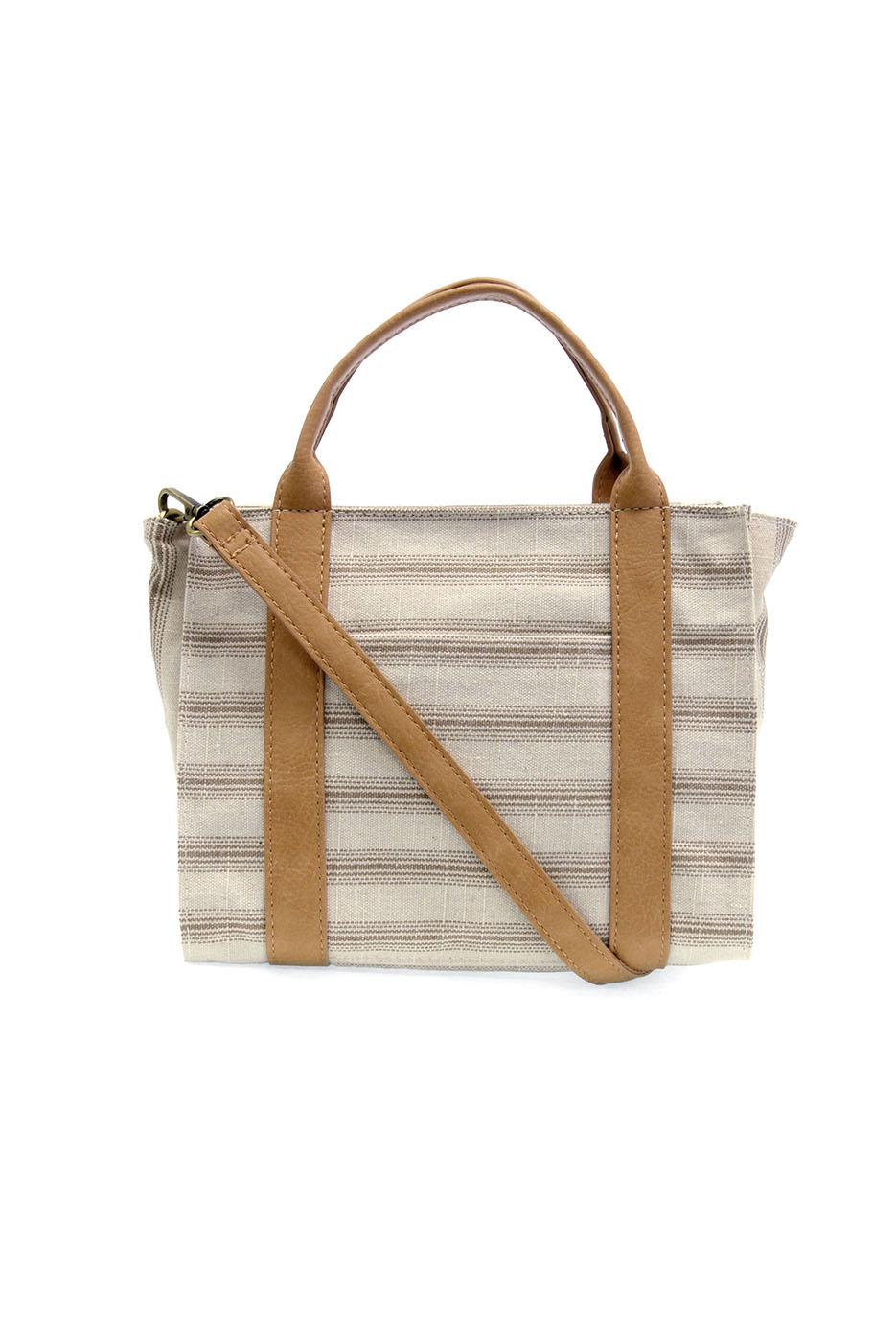 PENCIL STRIPE MEDIUM CANVAS TOTE PURSE - grey