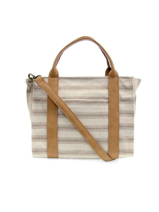 PENCIL STRIPE MEDIUM CANVAS TOTE PURSE - grey