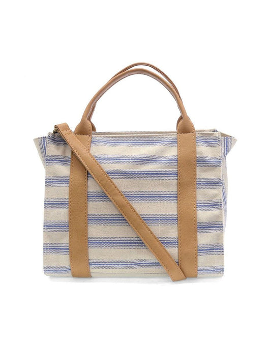 PENCIL STRIPE MEDIUM CANVAS TOTE PURSE - blue