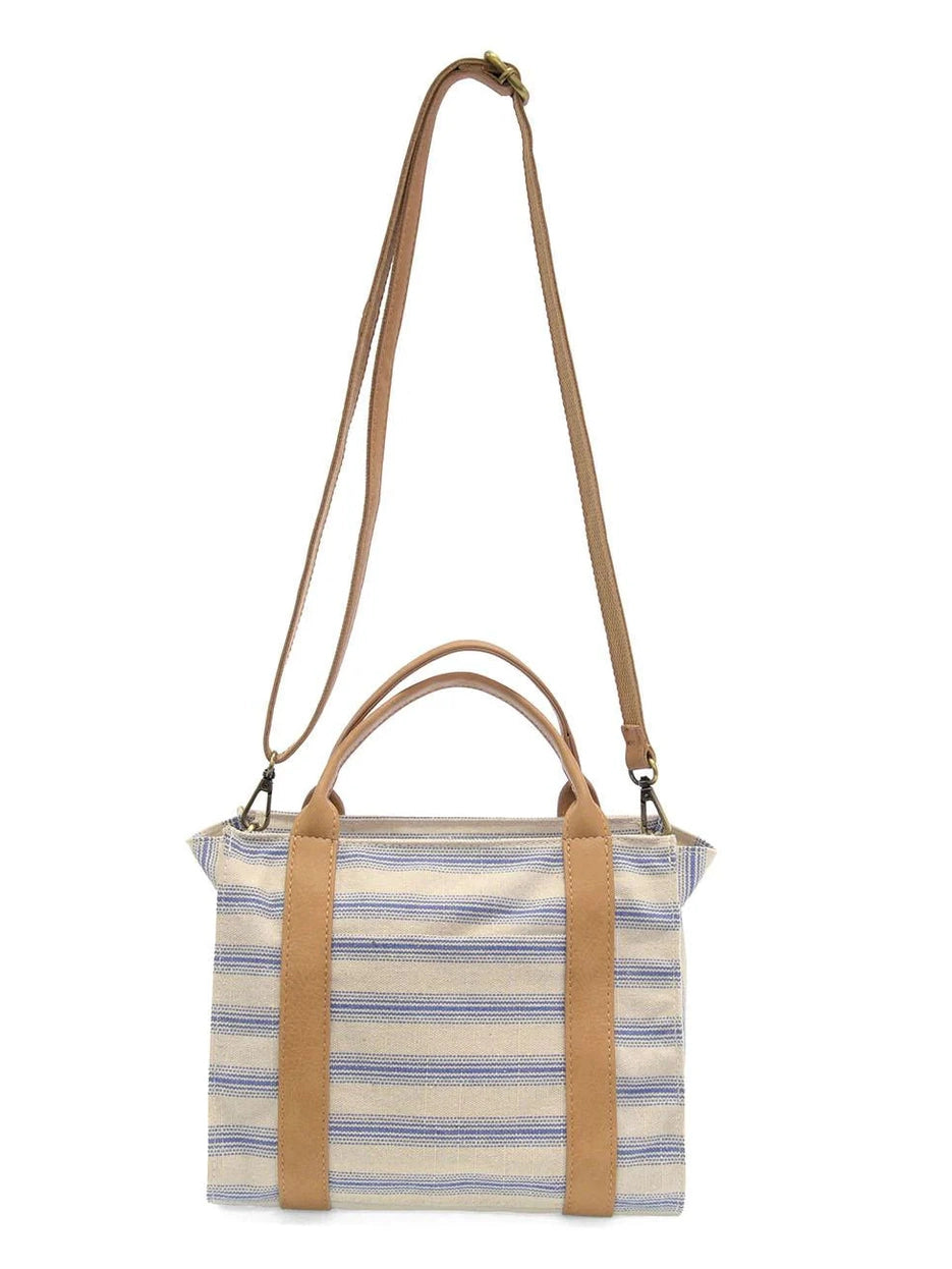 PENCIL STRIPE MEDIUM CANVAS TOTE PURSE - blue