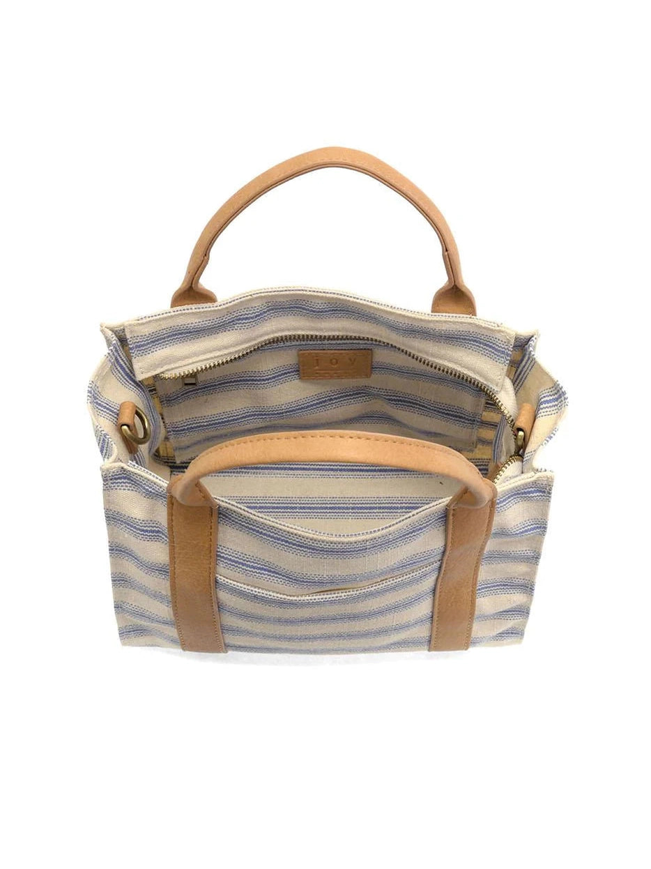 PENCIL STRIPE MEDIUM CANVAS TOTE PURSE - blue