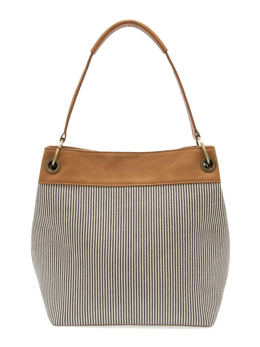 LAUREL DENIM STRIPED CANVAS SHOULDER BAG