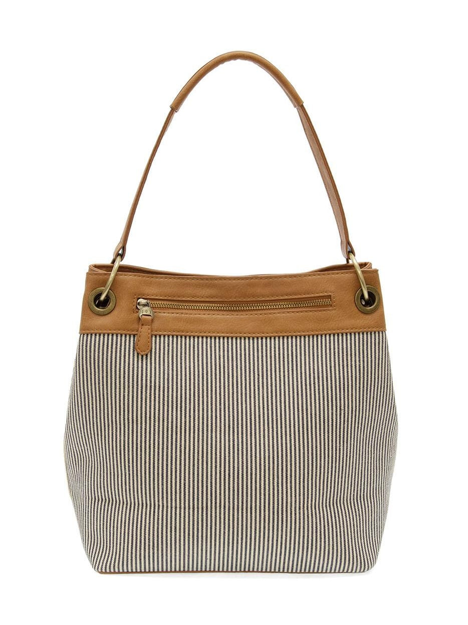 LAUREL DENIM STRIPED CANVAS SHOULDER BAG