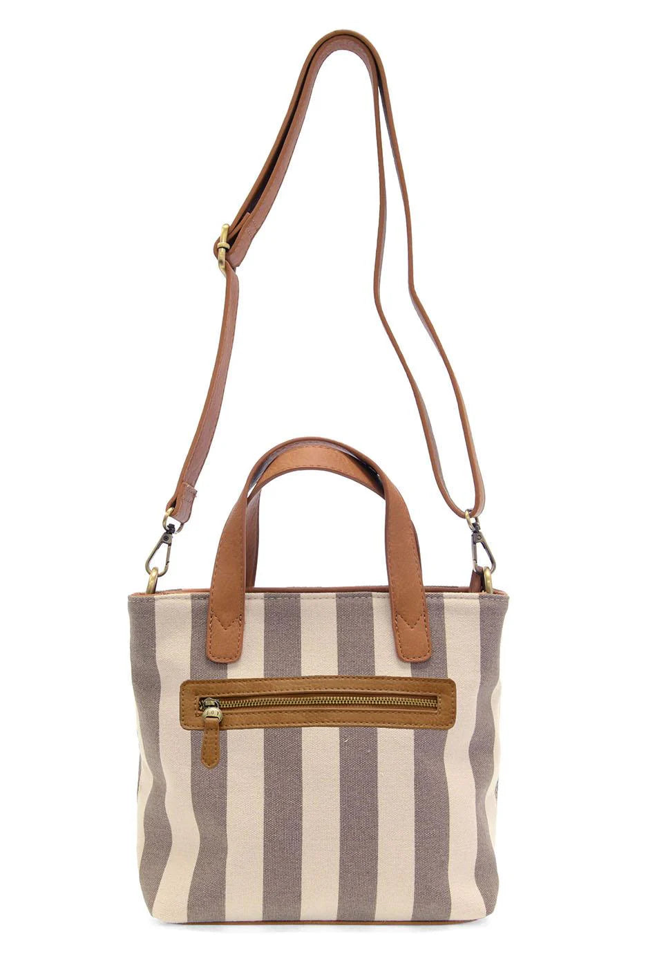 AWNING STRIPE MINI CANVAS TOTE - grey