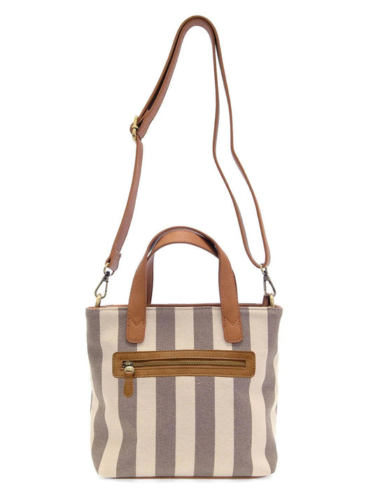 AWNING STRIPE MINI CANVAS TOTE - grey