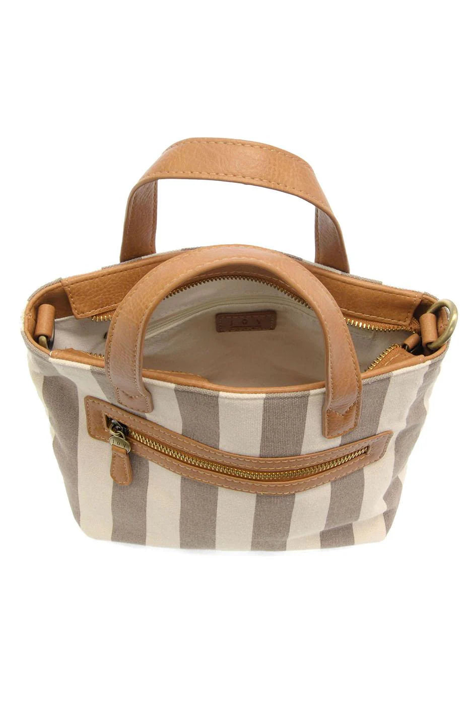 AWNING STRIPE MINI CANVAS TOTE - grey