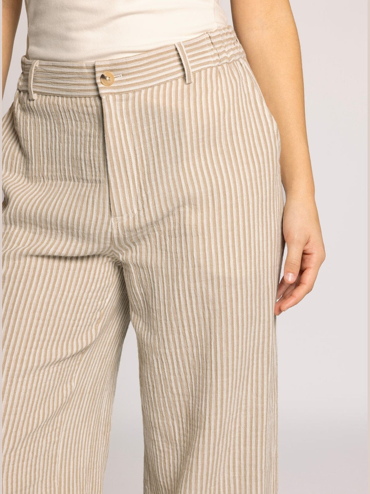 THE MAIA STRIPED COTTON PANT - tan