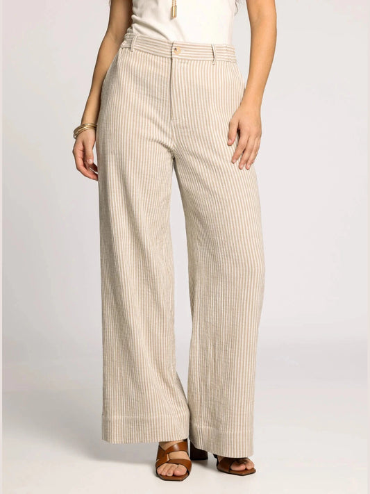 THE MAIA STRIPED COTTON PANT - tan