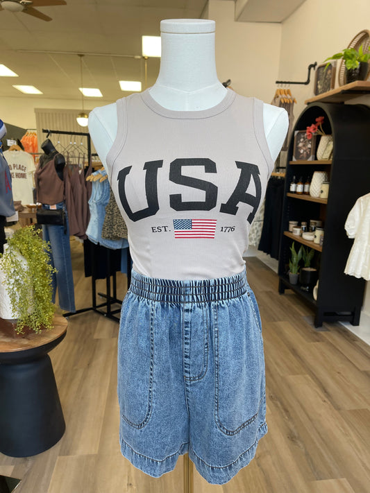 THE USA TIGHT FITTED TANK TOP - khaki