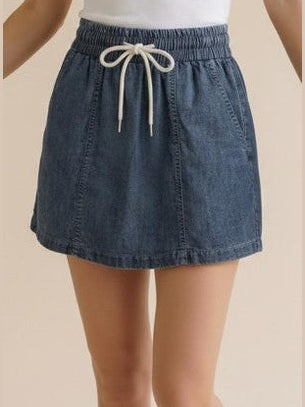 THE KAMI DARK DENIM CHAMBRAY SKORT