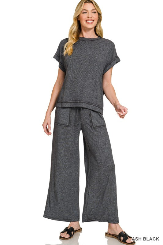 THE SAM RIBBED ACID WASH RAYON SETS - various colors