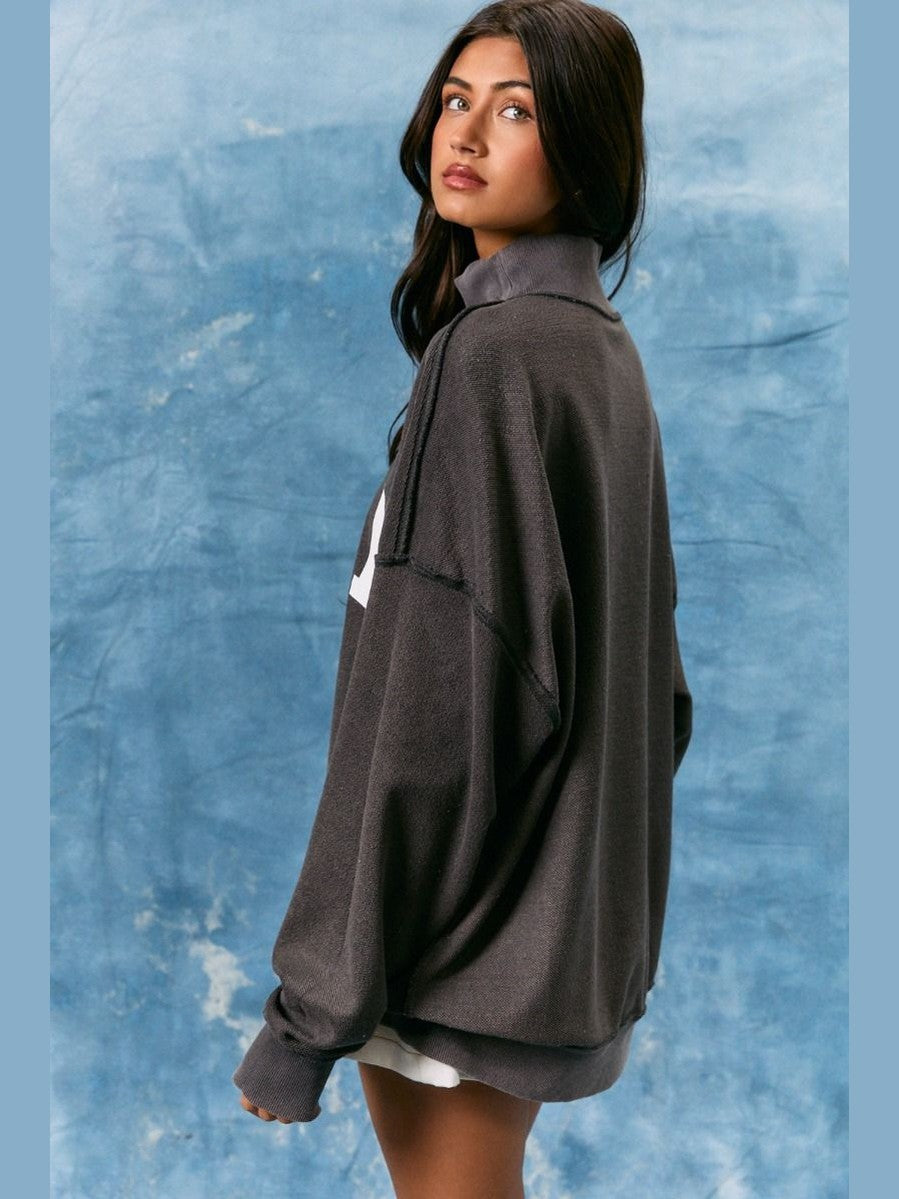 USA/AMERICAN CLASSIC REVERSIBLE MOCKNECK SWEATSHIRT - grey