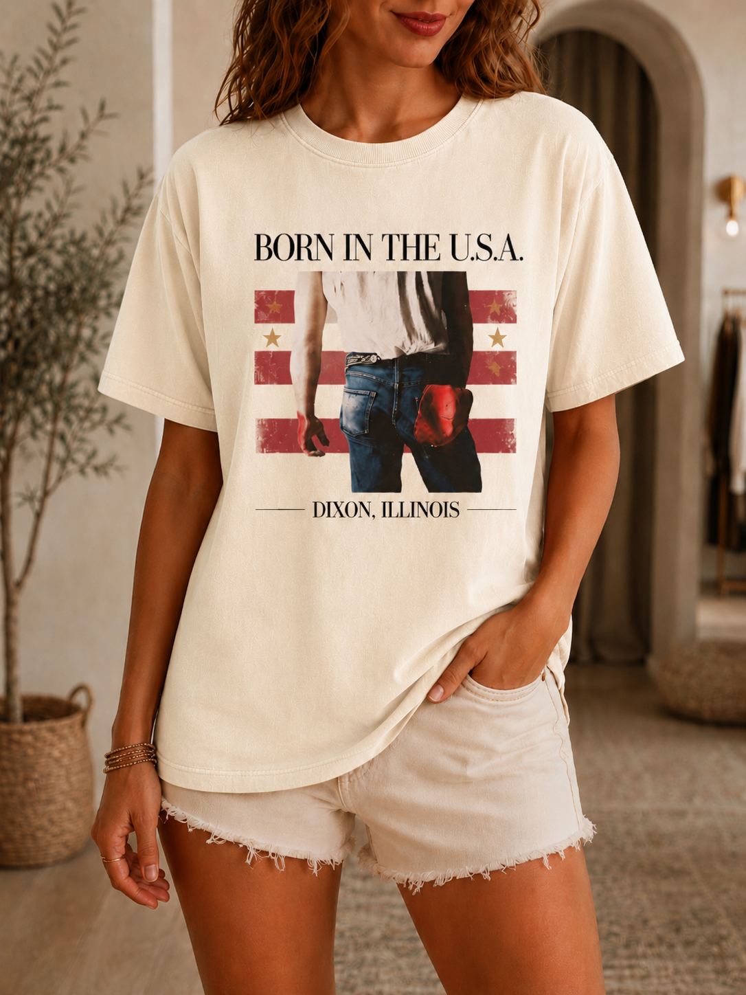 PREORDER BORN USA GRAPHIC TEE - ivory