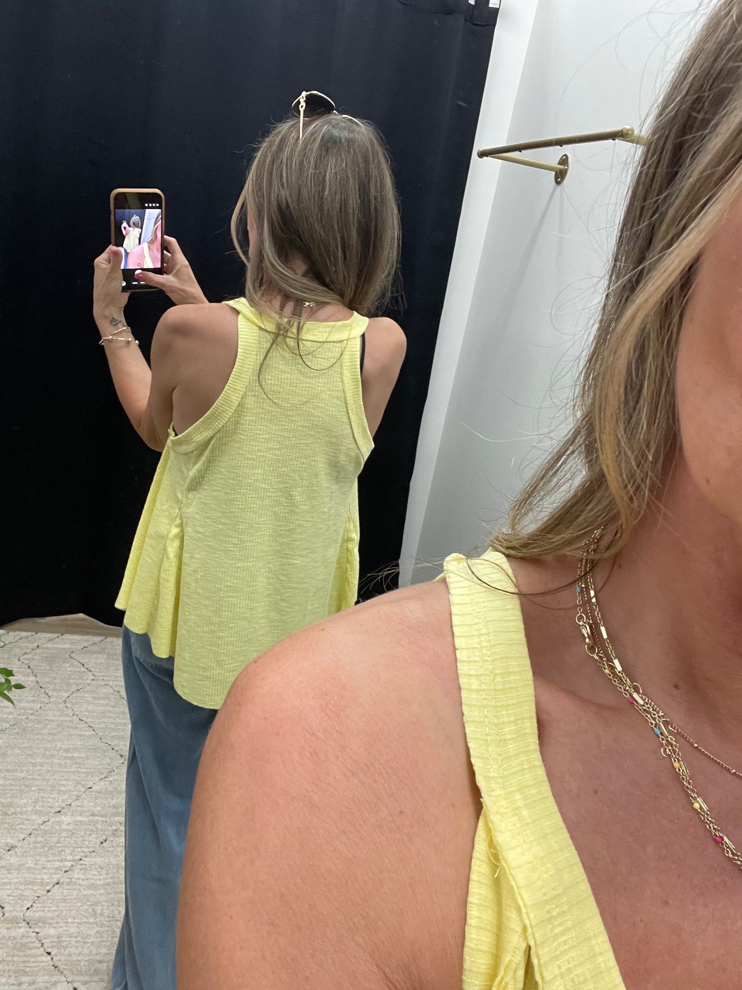 THE TASHA V NECK KNIT JERSEY SUMMER TANK - yellow