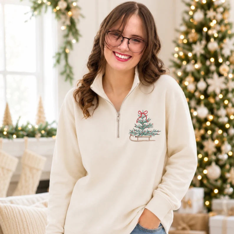 PREORDER THE SLED & TREE EMBROIDERED SWEATSHIRT