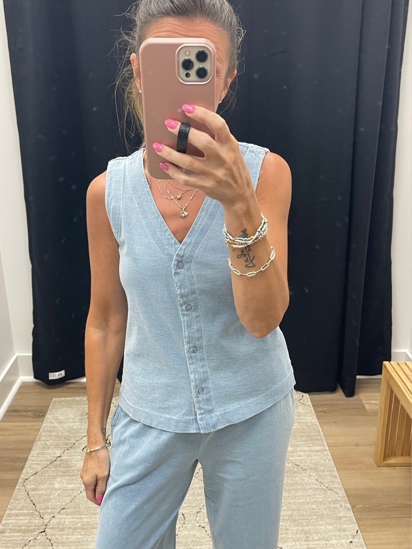 THE RENEE LIGHTWEIGHT SLEEVELESS TRAVEL SET - Lt blue