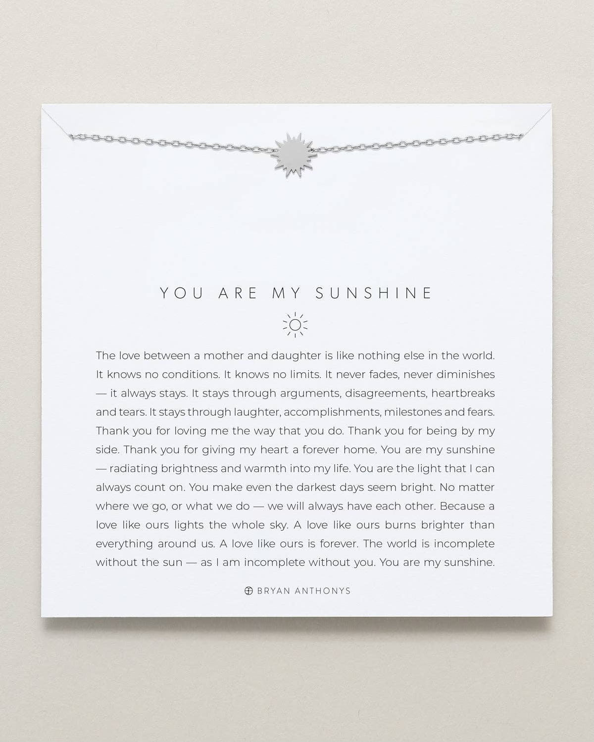 BRYAN ANTHONYS YOU ARE MY SUNSHINE NECKLACE- 2 finishes