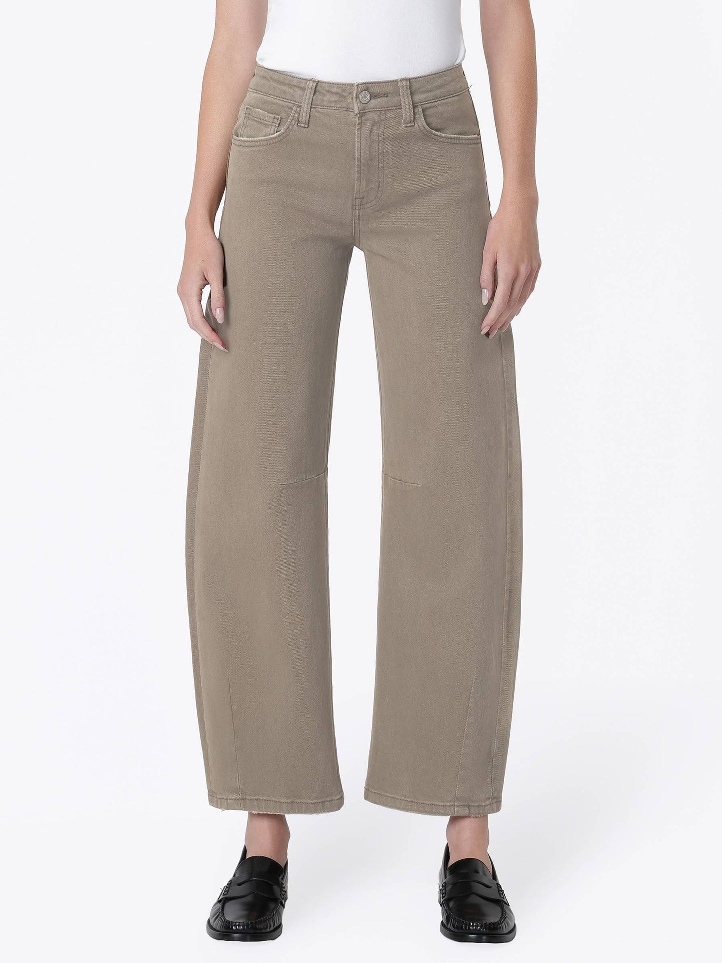 THE KATE BARREL LEG DENIM - dark taupe