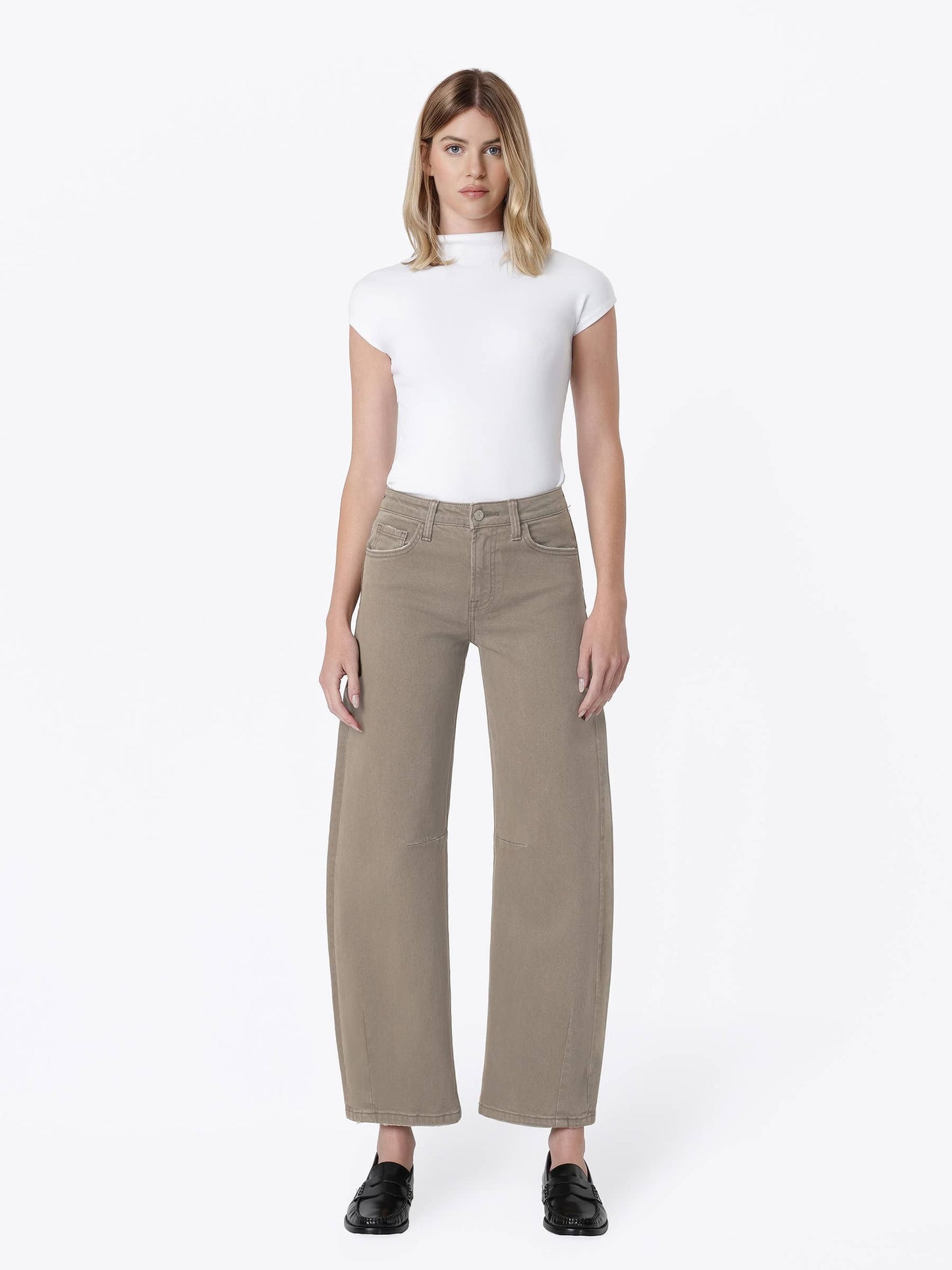 THE KATE BARREL LEG DENIM - dark taupe
