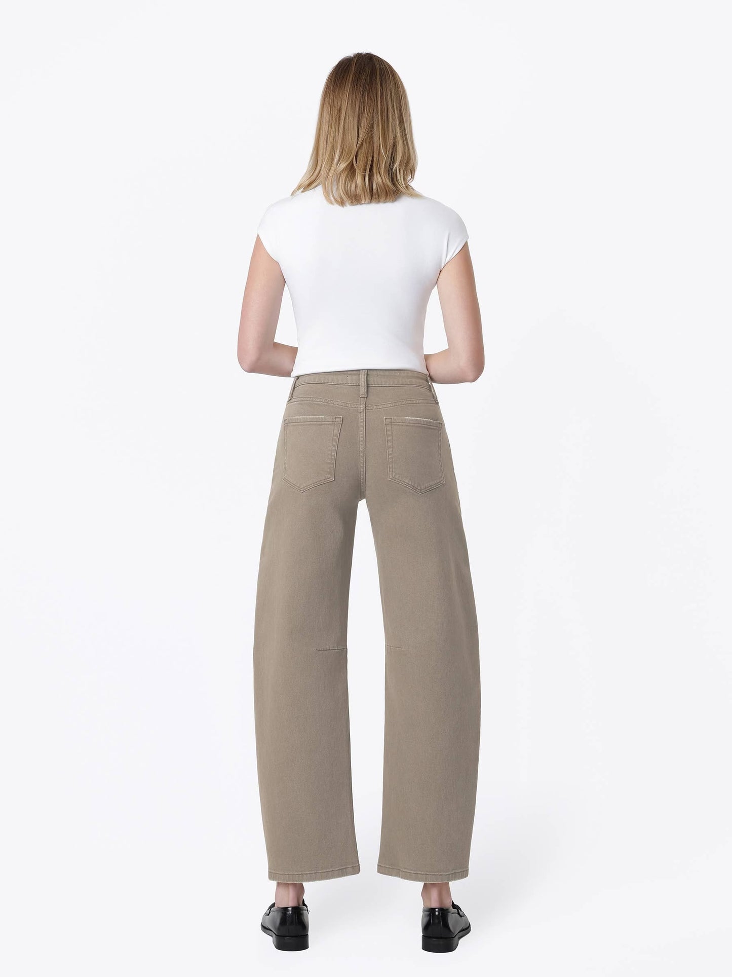 THE KATE BARREL LEG DENIM - dark taupe