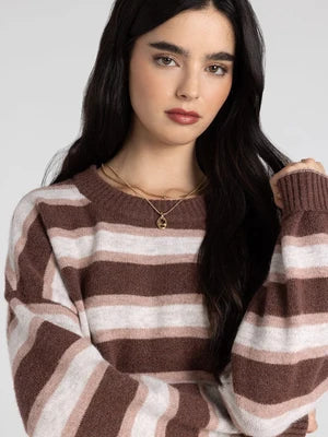 THE MONTGOMERY SWEATER - brown stripe