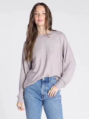 THE SUTTER PERFECT BASIC TOP - Heather taupe