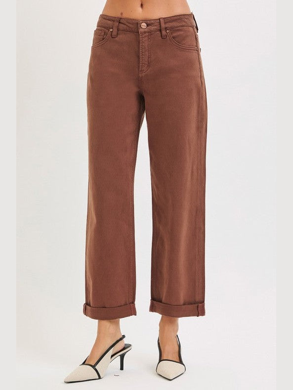 THE BROOKE MID RISE TUMMY CONTROL DENIM - cocoa